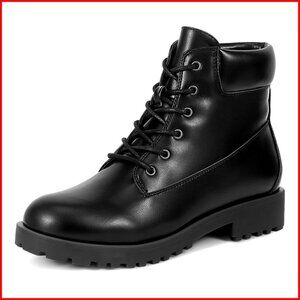 Women's Chunky Heel Ankle Boots Lace Up Non-Slip Combat Boots Winter Hiking